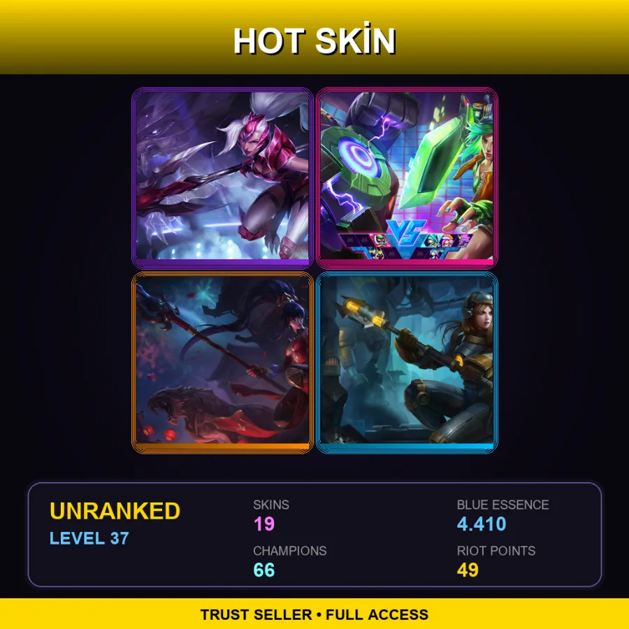 EUNE | Challenger Nidalee | Arcade Riven | Warring Kingdoms Nidalee | Steel Legion Lux | 19 Skin | 66 Champ | Lv37