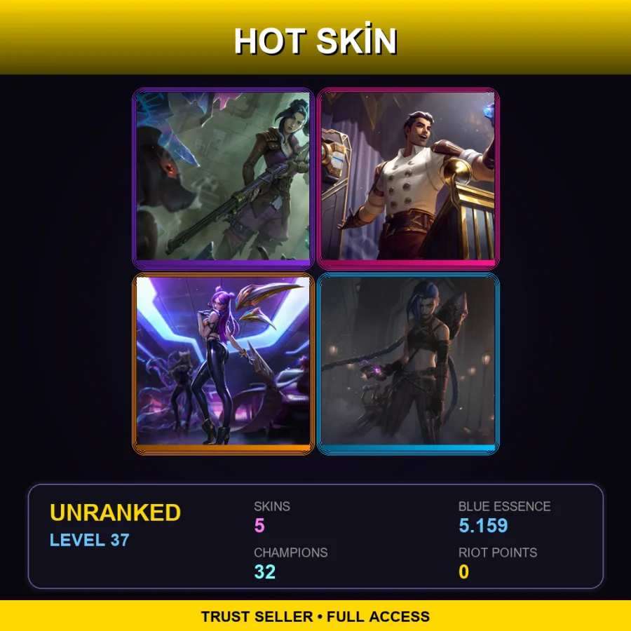 LAS | Lv37 | Unranked | 5 Skin | 32 Champ — LoL account