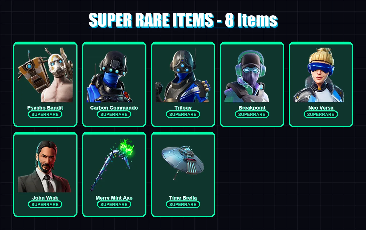 [PC/XBOX/PSN] | Psycho Bandit | Carbon Commando | Trilogy | Breakpoint | Neo Versa | 83 skin | 56 pickaxe | 63 emote | 45 glider | Lv811