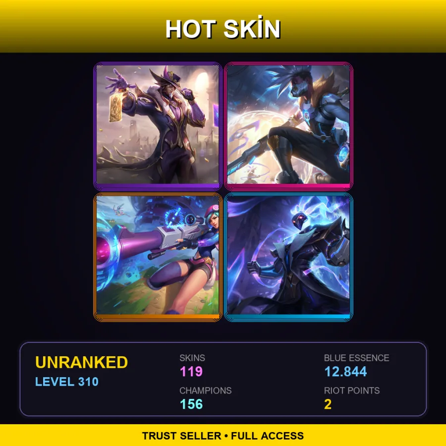 EUNE | Lv310 | Unranked | 119 Skin | 156 Champ — LoL account