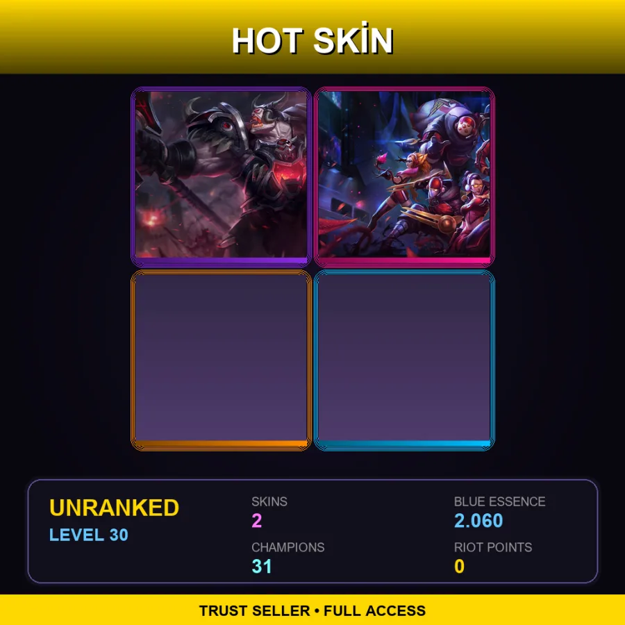 LAS | Lv30 | Unranked | 2 Skin | 31 Champ — LoL account