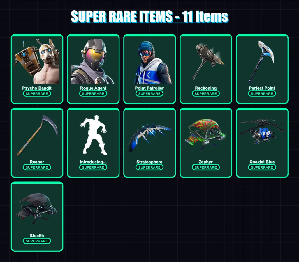 [PS4/PS5/XBOX/PC] | Psycho Bandit | Rogue Agent | Point Patroller | Calamity | Hybrid | 139 skin | 195 pickaxe | 155 emote | 143 glider | Lv3678