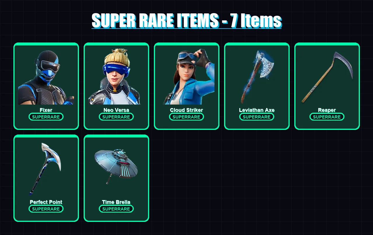 [PS4/PS5/XBOX/PC] | Fixer | Neo Versa | Cloud Striker | Valeria | Raz | 193 skin | 201 pickaxe | 150 emote | 148 glider | Lv3229
