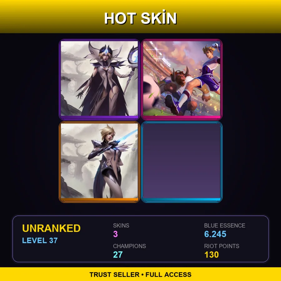 EUW | Lv37 | Unranked | 3 Skin | 27 Champ