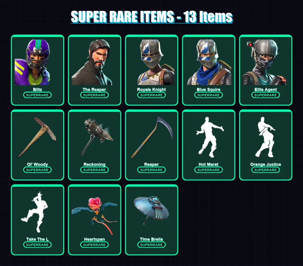 [PC/XBOX/PSN] | Blitz | The Reaper | Royale Knight | Blue Squire | Elite Agent | 148 skin | 169 pickaxe | 161 emote | 134 glider | Lv2629