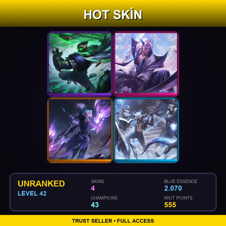 NA | Lv42 | Unranked | 4 Skin | 43 Champ