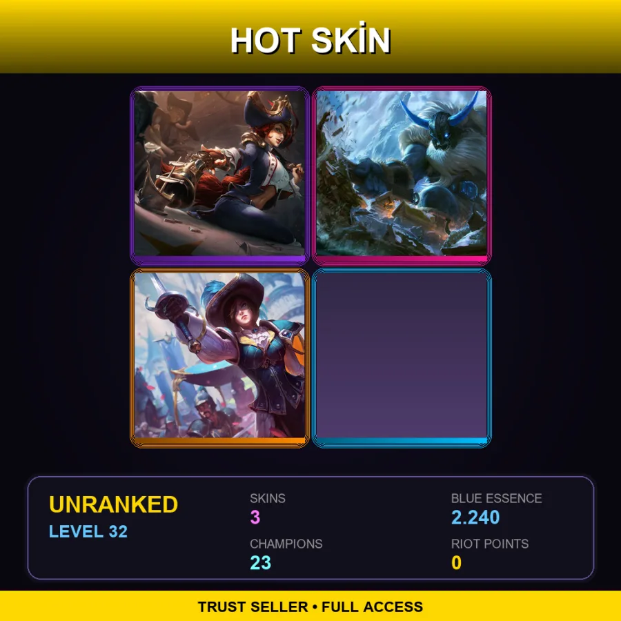 EUW | Lv32 | Unranked | 3 Skin | 23 Champ