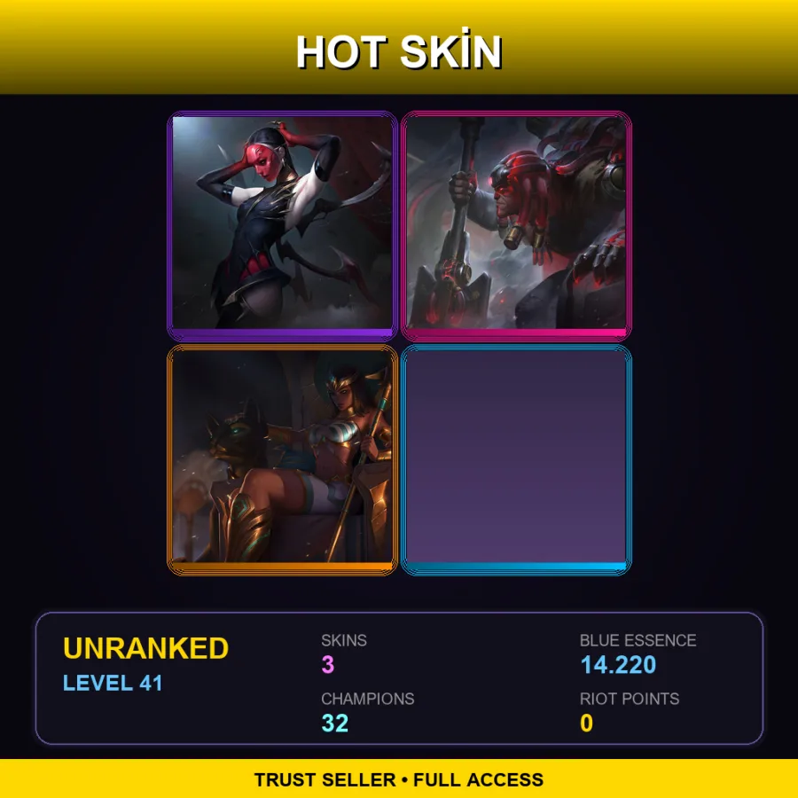 LAN | Lv41 | Unranked | 3 Skin | 32 Champ — LoL account