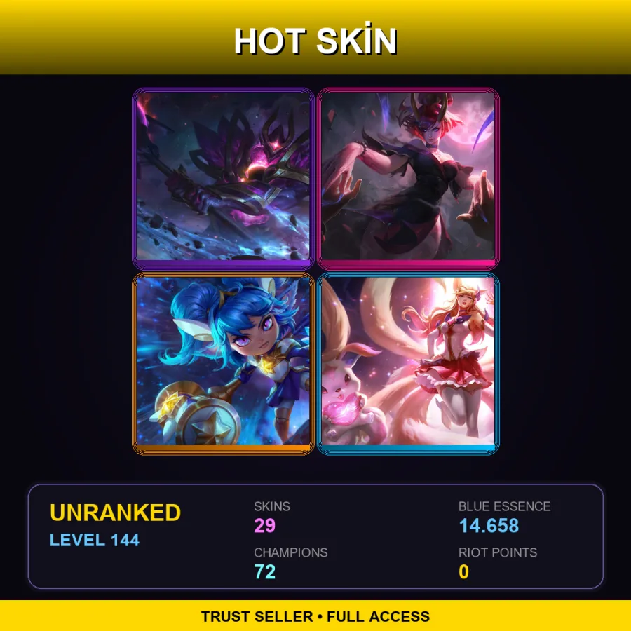 NA | Lv144 | Unranked | 29 Skin | 72 Champ