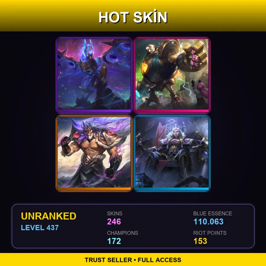 VN | Lv437 | Unranked | 246 Skin | 172 Champ — Dunkmaster Darius