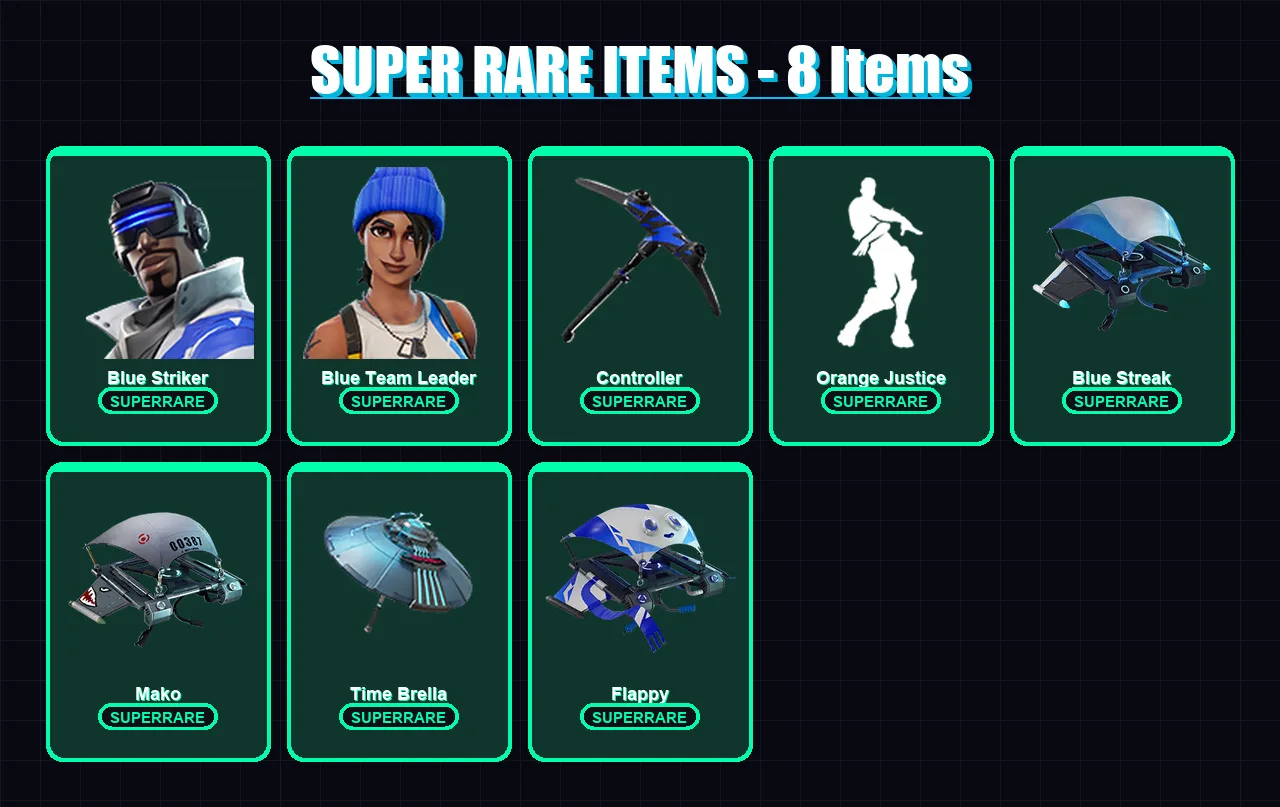 [PS4/PS5/XBOX/PC] | Blue Striker | Blue Team Leader | Carbide | Blackheart | Omega | 21 skin | 25 pickaxe | 42 emote | 35 glider | Lv595