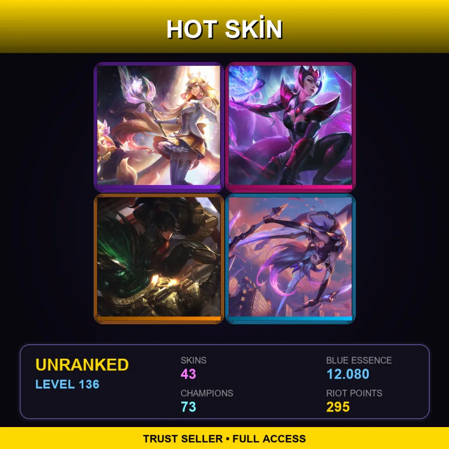 NA | Lv136 | Unranked | 43 Skin | 73 Champ — LoL account