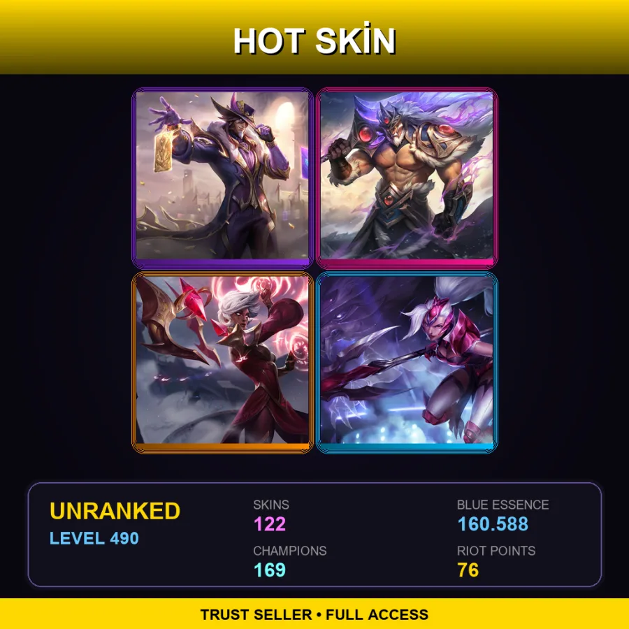 BR | Lv490 | Unranked | 122 Skin | 169 Champ