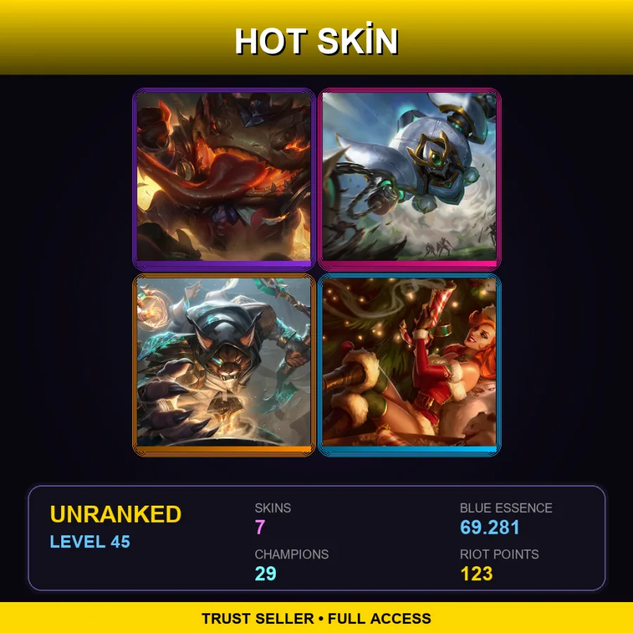 VN | Lv45 | Unranked | 7 Skin | 29 Champ — LoL account