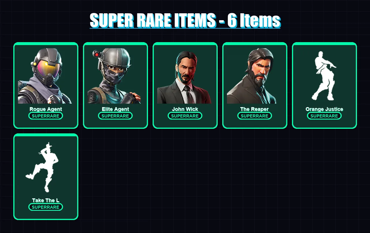 [PC/PSN] | Rogue Agent | Elite Agent | John Wick | The Reaper | Malice | 40 skin | 22 pickaxe | 54 emote | 24 glider | Lv218