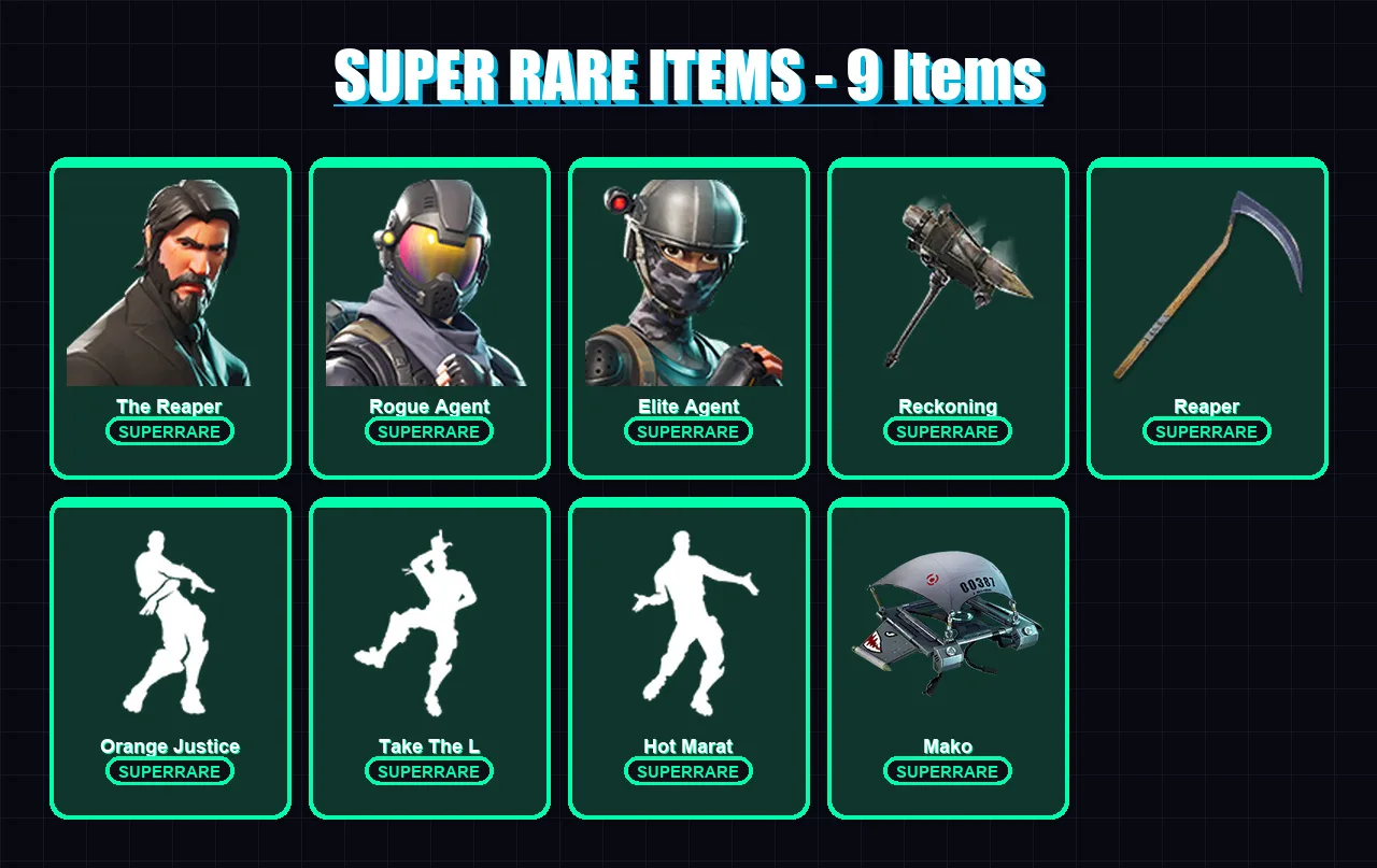 [PC/XBOX/PSN] | The Reaper | Rogue Agent | Elite Agent | Dark Voyager | Drift | 52 skin | 47 pickaxe | 48 emote | 47 glider | Lv813