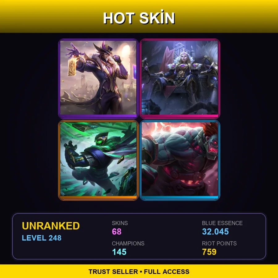 LAN | Lv248 | Unranked | 68 Skin | 145 Champ