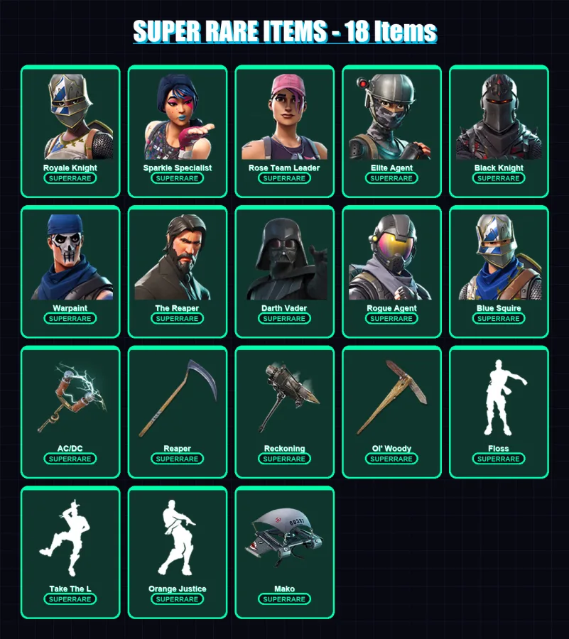 [PC/XBOX] | Royale Knight | Sparkle Specialist | Rose Team Leader | Elite Agent | Black Knight | 93 skin | 88 pickaxe | 73 emote | 82 glider | Lv110