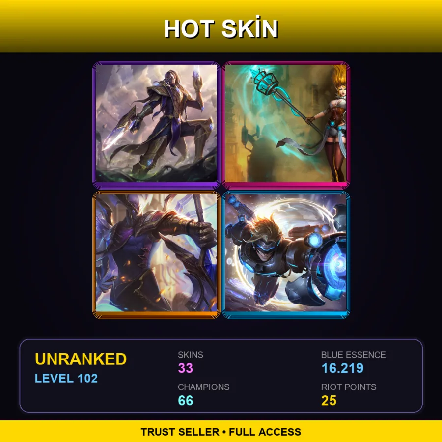 EUNE | Lv102 | Unranked | 33 Skin | 66 Champ — Cutpurse Twisted Fate