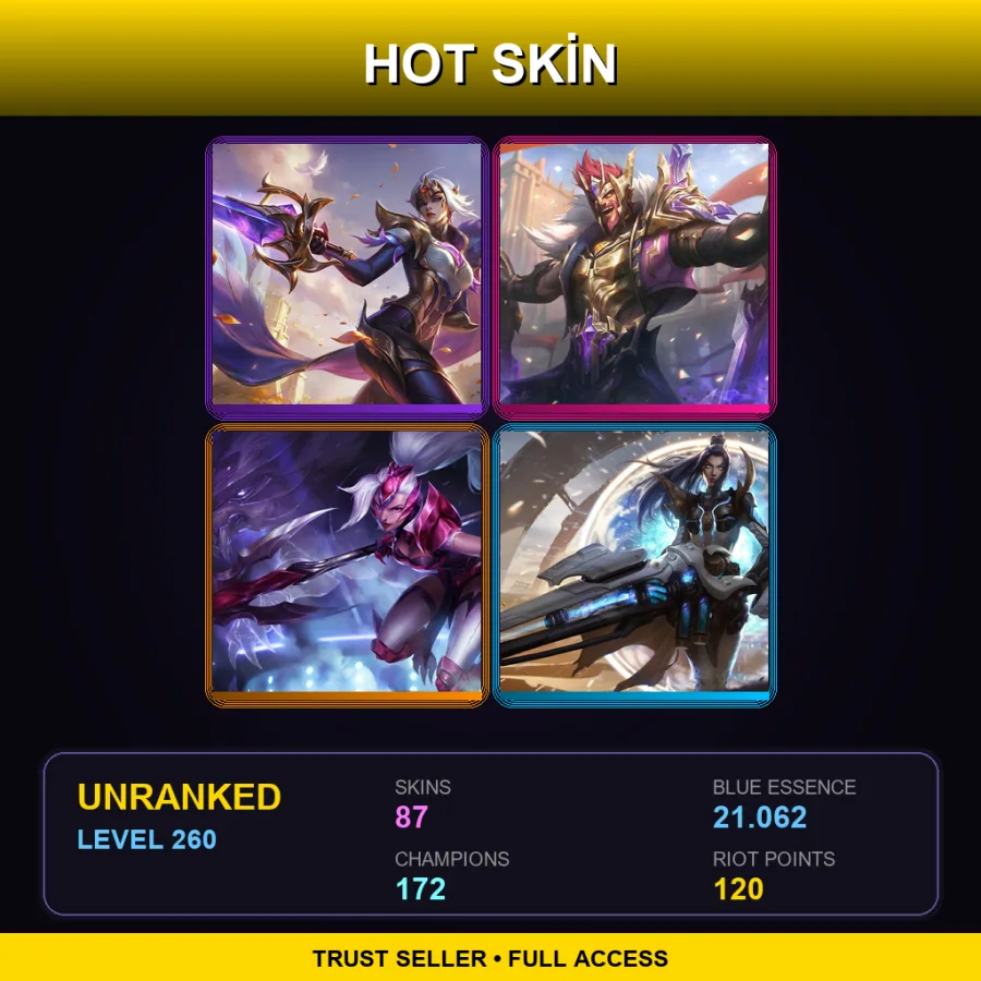 EUNE | Lv260 | Unranked | 87 Skin | 172 Champ — Victorious Draven