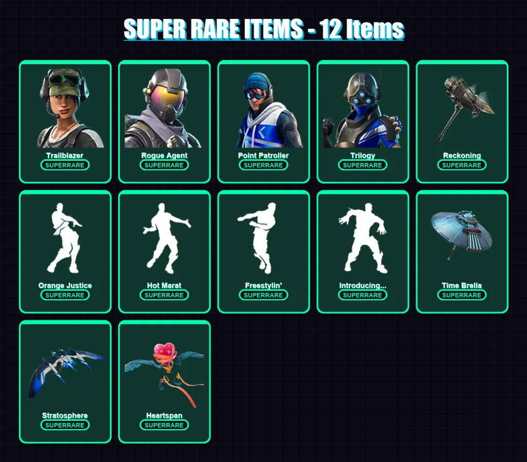 [PC/XBOX] | Trailblazer | Rogue Agent | Point Patroller | Trilogy | Valeria | 80 skin | 72 pickaxe | 86 emote | 78 glider | Lv1190