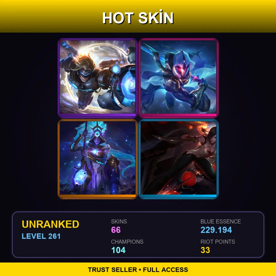 VN | Lv261 | Unranked | 66 Skin | 104 Champ