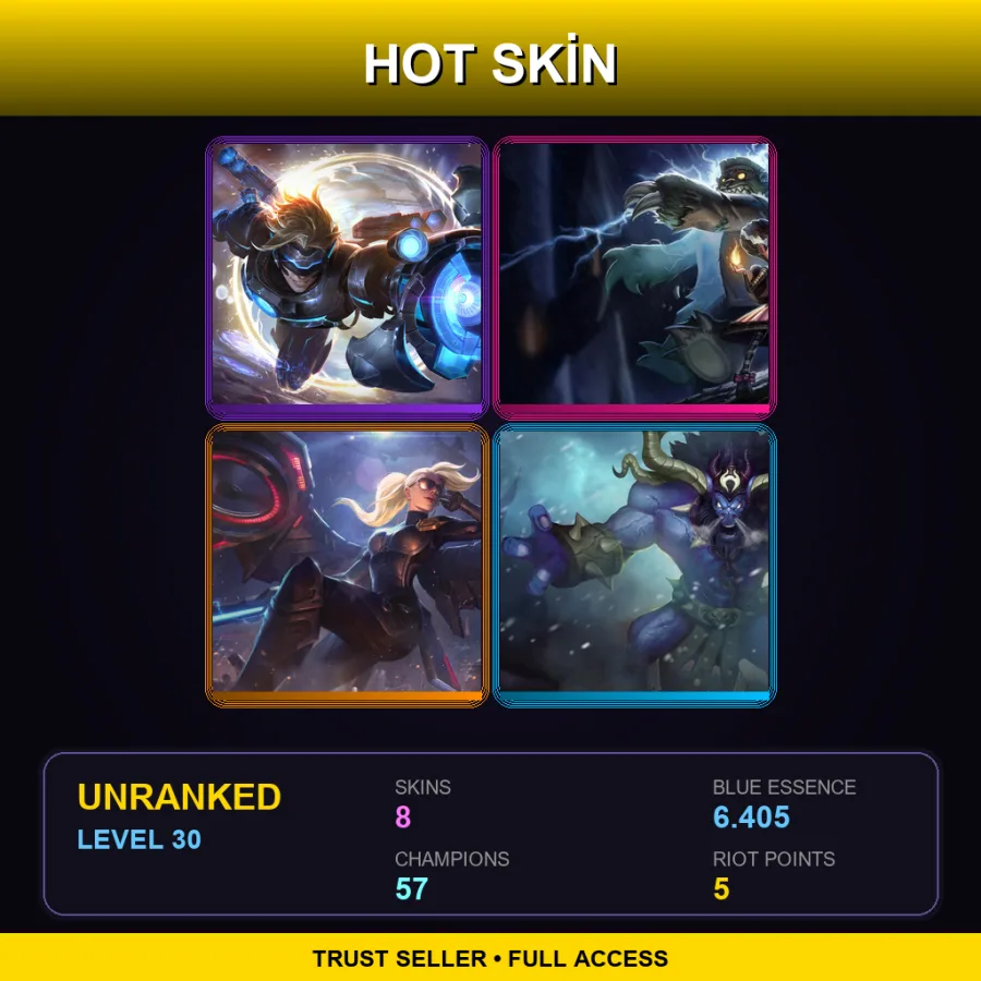 OCE | Lv30 | Unranked | 8 Skin | 57 Champ with Rek'Sai