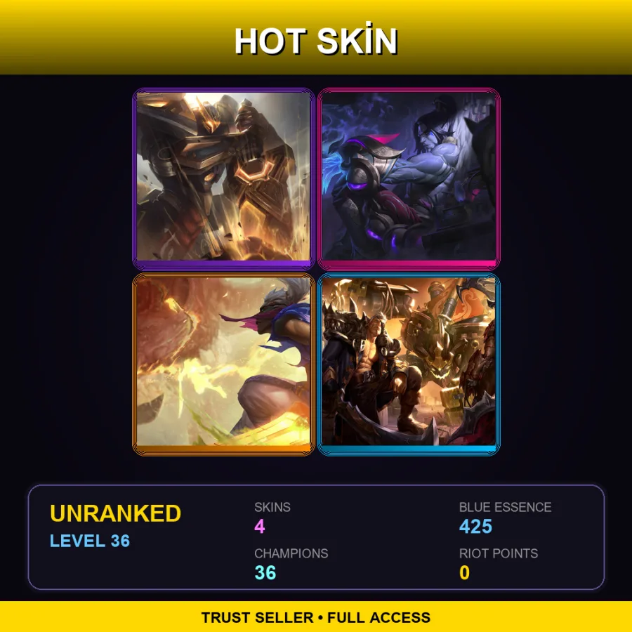 LAN | Lv36 | Unranked | 4 Skin | 36 Champ — Prestige Mecha Kingdoms Garen