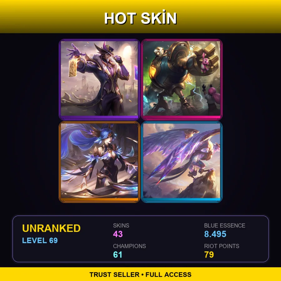 LAN | Lv69 | Unranked | 43 Skin | 61 Champ — LoL account