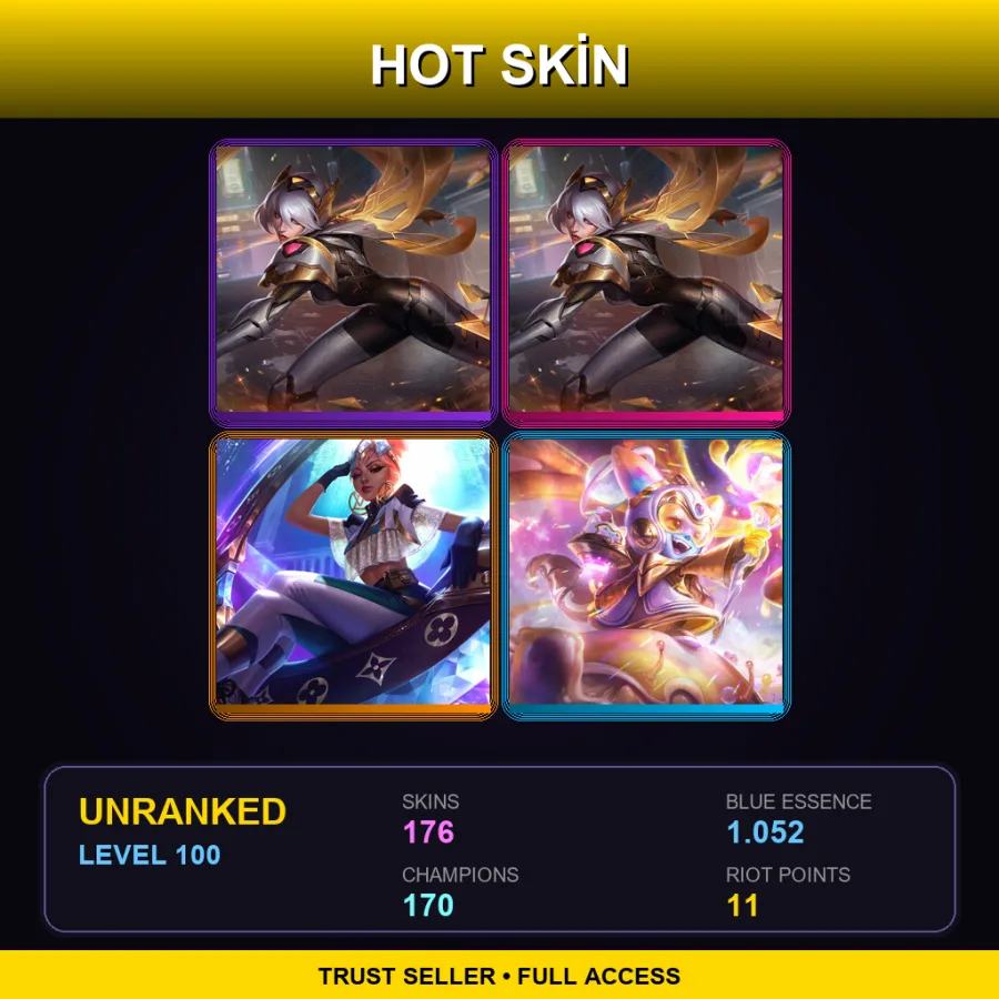 SG | Lv100 | Unranked | 176 Skin | 170 Champ — LoL account