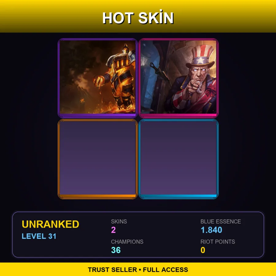 EUW | Lv31 | Unranked | 2 Skin | 36 Champ