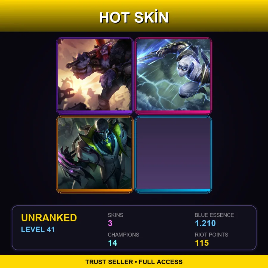 SG | Lv41 | Unranked | 3 Skin | 14 Champ