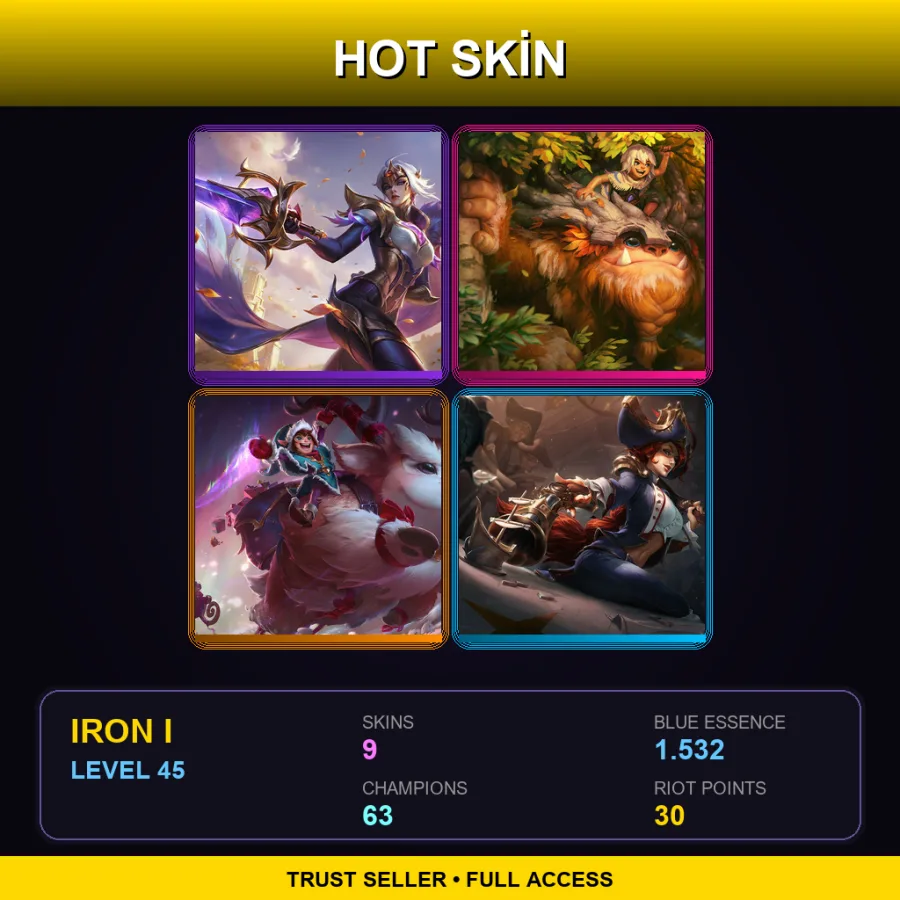 LAN | Lv45 | Iron I | 9 Skin | 63 Champ