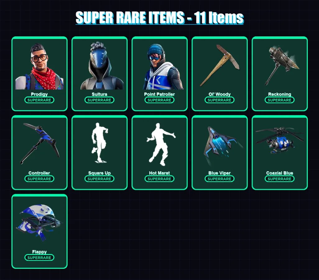 [PC/XBOX] | Prodigy | Sultura | Point Patroller | Dire | Son Goku | 48 skin | 75 pickaxe | 77 emote | 50 glider | Lv497