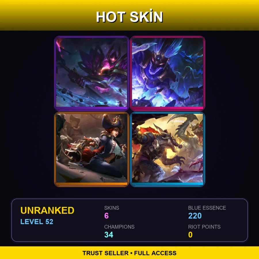 LAN | Lv52 | Unranked | 6 Skin | 34 Champ — Headhunter Master Yi
