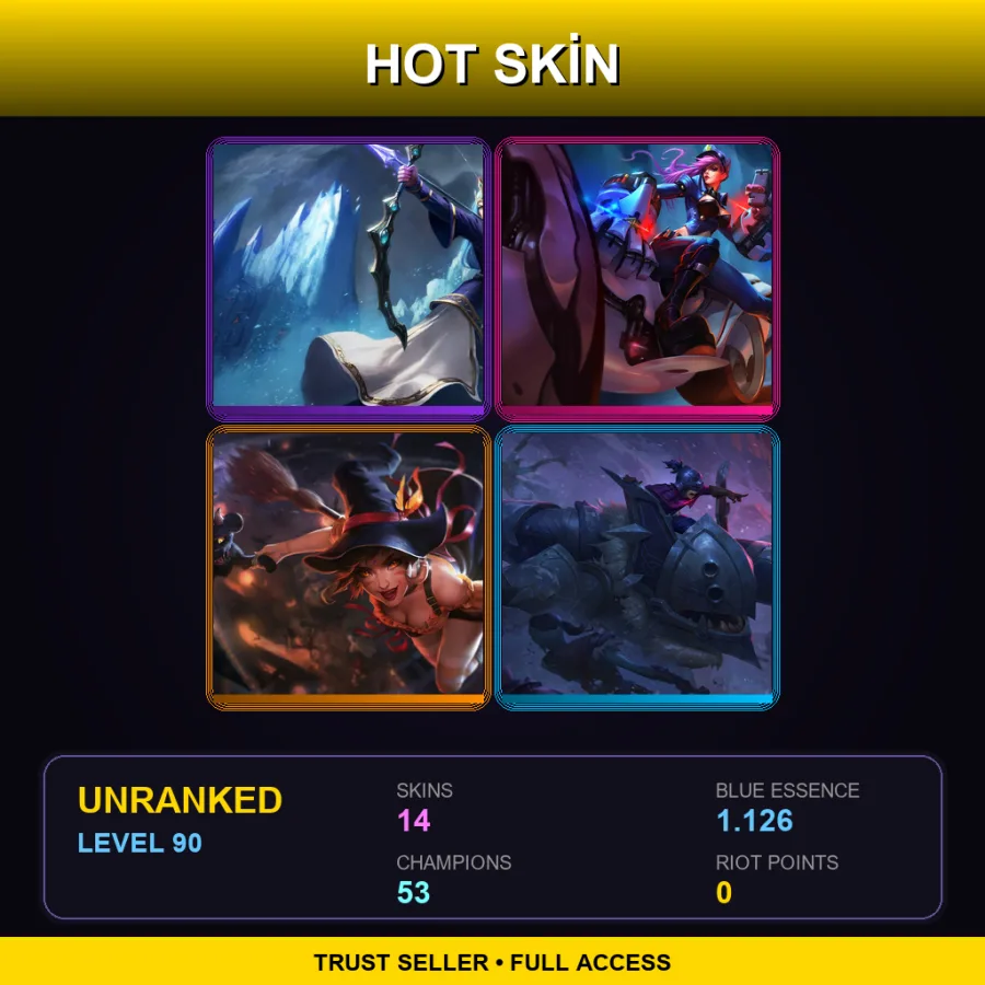 VN | Lv90 | Unranked | 14 Skin | 53 Champ — LoL account