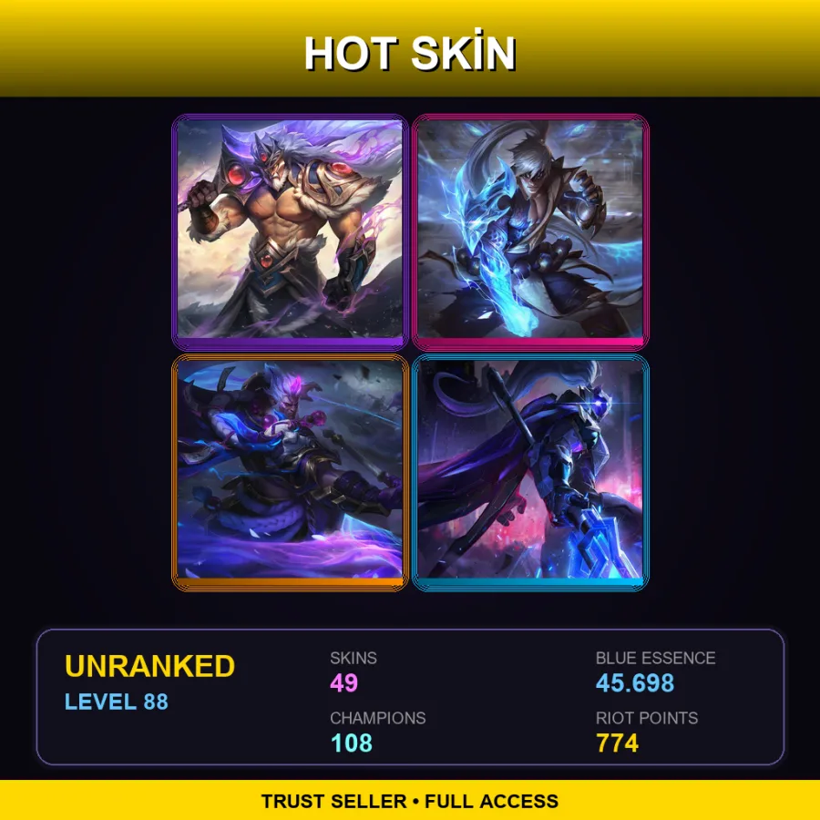 NA | Lv88 | Unranked | 49 Skin | 108 Champ