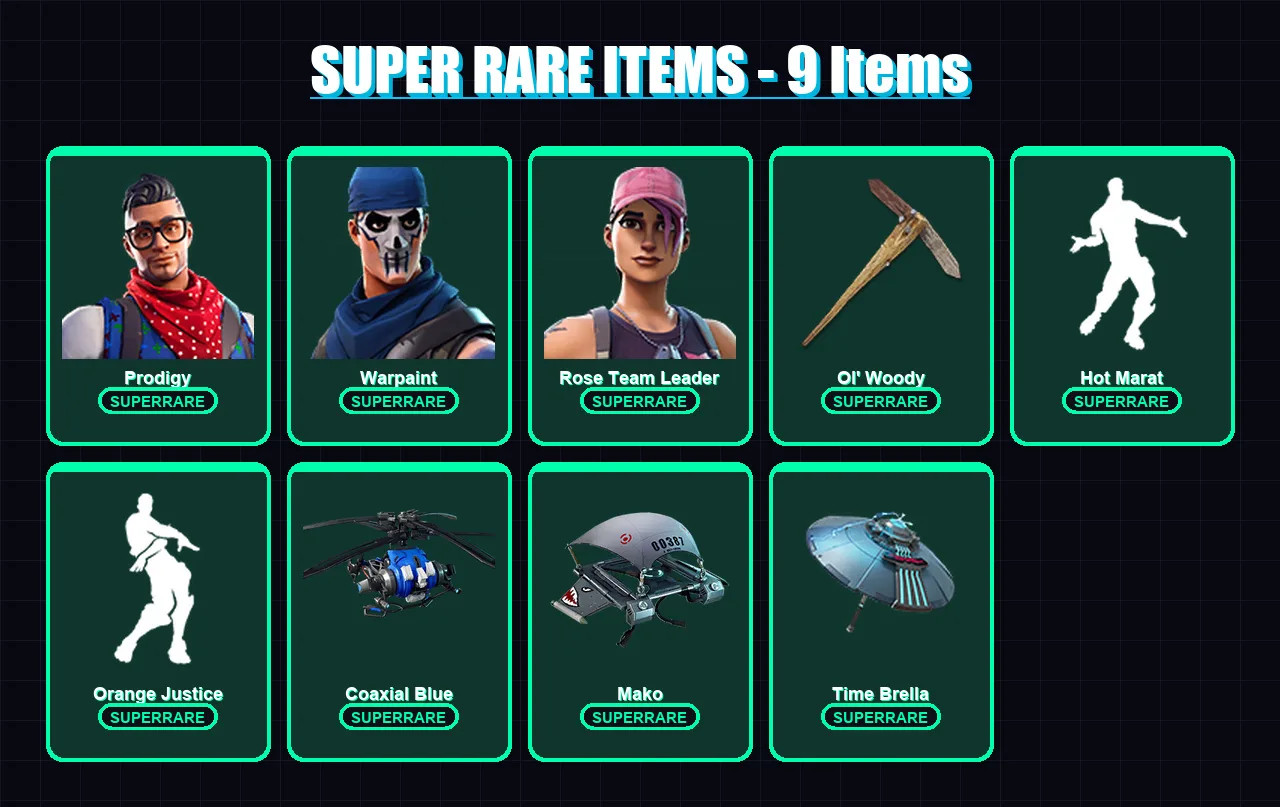[PC/XBOX] | Prodigy | Warpaint | Rose Team Leader | Vendetta | Drift | 75 skin | 57 pickaxe | 79 emote | 67 glider | Lv814