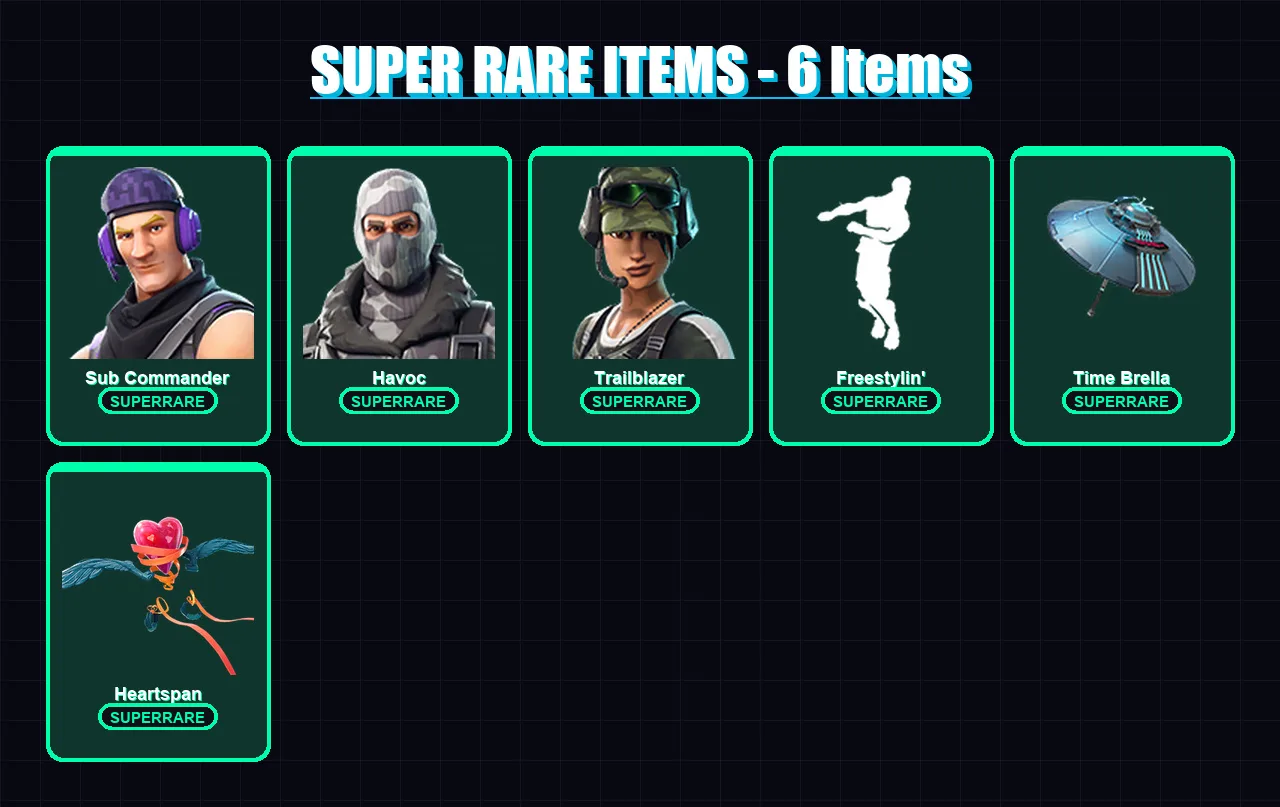 [PC/XBOX] | Sub Commander | Havoc | Trailblazer | Hybrid | Blackheart | 11 skin | 25 pickaxe | 30 emote | 36 glider | Lv497
