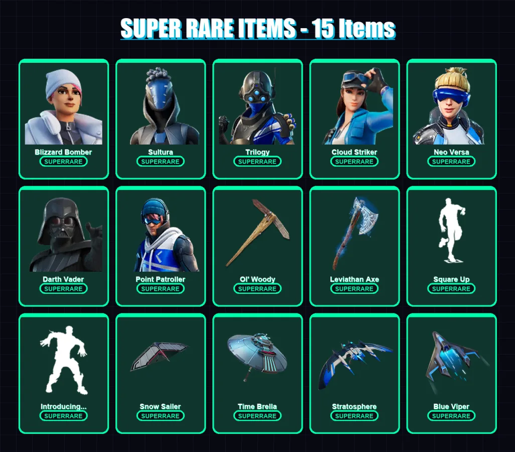 [PC/XBOX/PSN] | Blizzard Bomber | Sultura | Trilogy | Cloud Striker | Neo Versa | 143 skin | 183 pickaxe | 122 emote | 158 glider | Lv2610 — Fortnite account