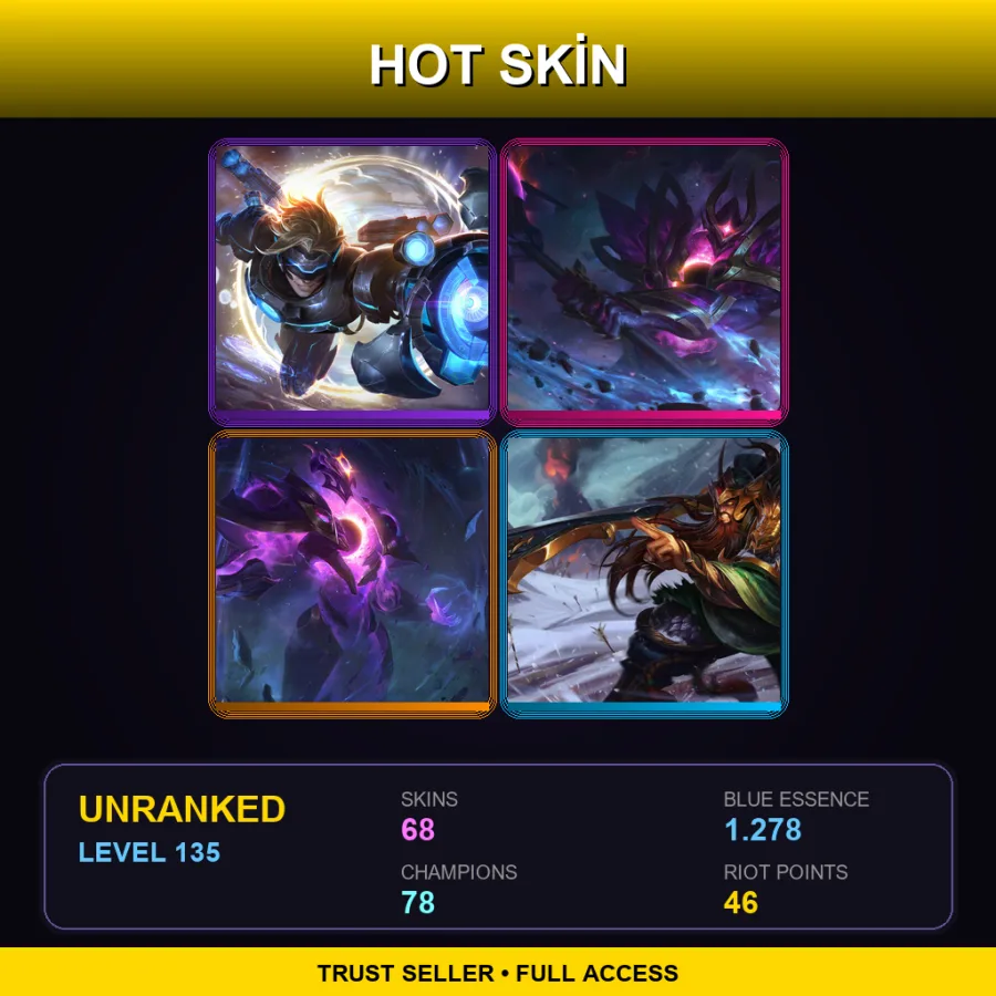 NA | Lv135 | Unranked | 68 Skin | 78 Champ