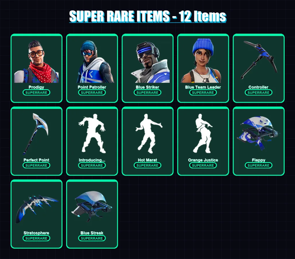 [PC/XBOX] | Prodigy | Point Patroller | Blue Striker | Blue Team Leader | Predator | 39 skin | 43 pickaxe | 40 emote | 52 glider | Lv728