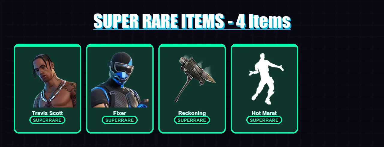 [PS4/PS5/XBOX/PC] | Travis Scott | Fixer | Spire Assassin | The Imagined | The Ice King | 131 skin | 138 pickaxe | 133 emote | 130 glider | Lv2091
