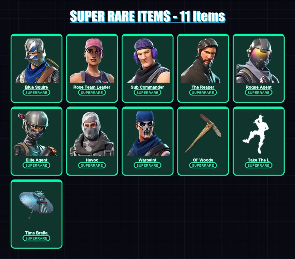 [PC/XBOX/PSN] | Blue Squire | Rose Team Leader | Sub Commander | The Reaper | Rogue Agent | 17 skin | 17 pickaxe | 13 emote | 20 glider | Lv232