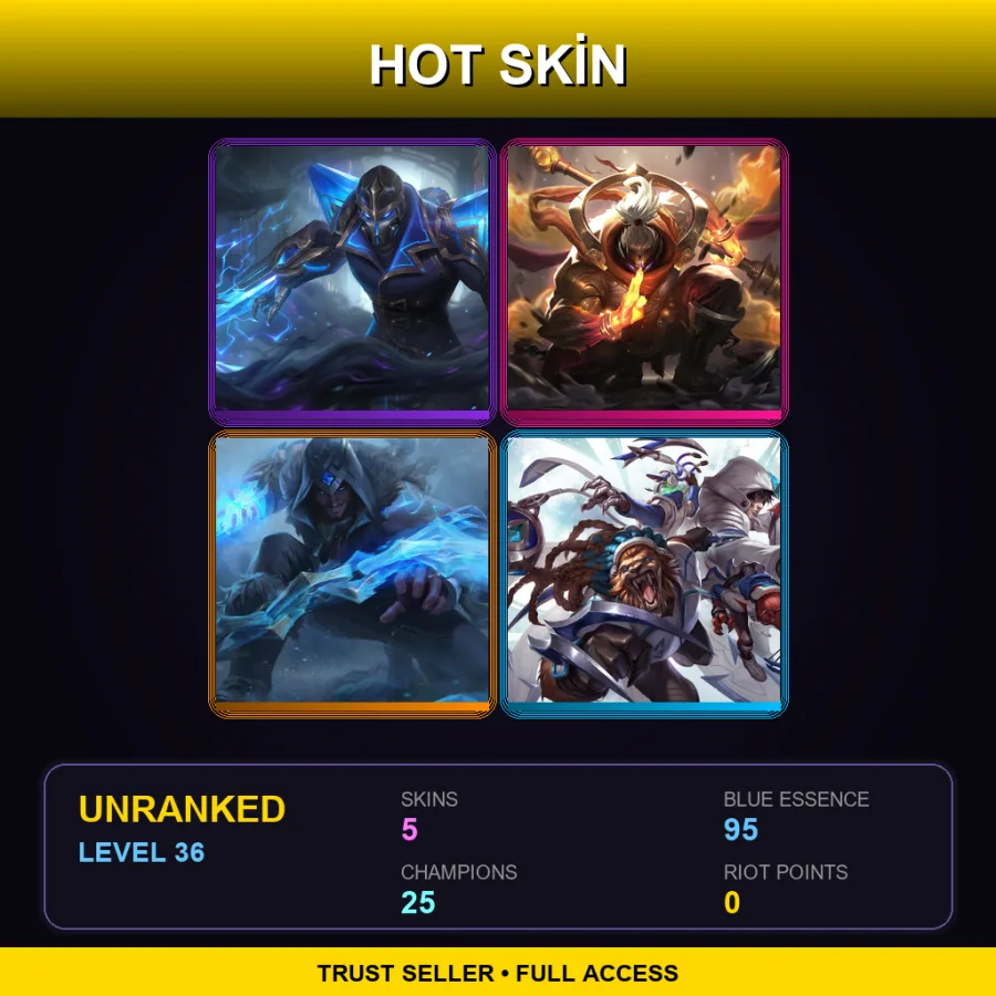 LAN | Lv36 | Unranked | 5 Skin | 25 Champ — LoL account