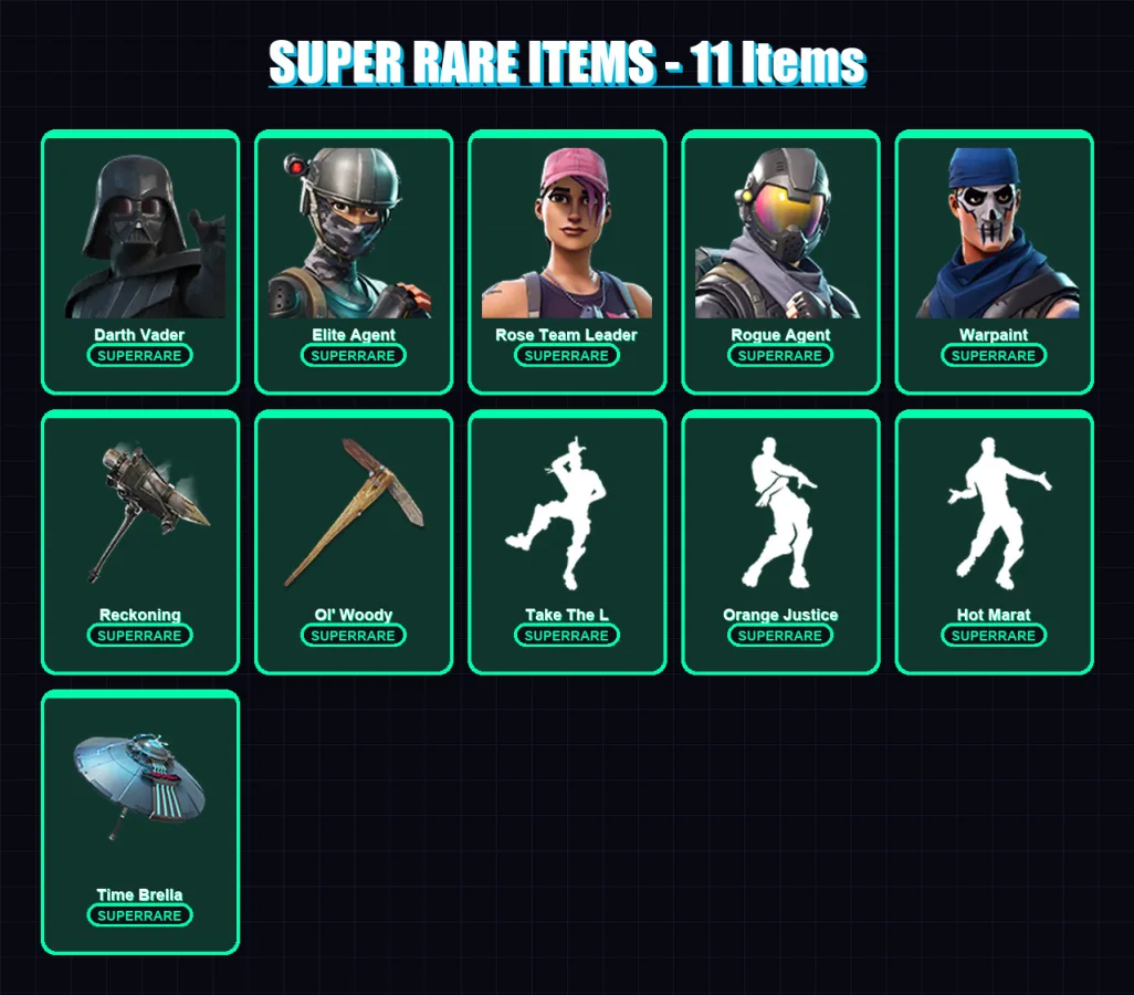 [PS4/PS5/PC] | Darth Vader | Elite Agent | Rose Team Leader | Rogue Agent | Warpaint | 192 skin | 195 pickaxe | 201 emote | 170 glider | Lv2197