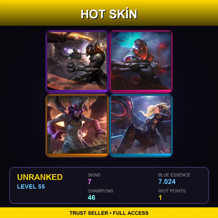 EUNE | Lv55 | Unranked | 7 Skin | 46 Champ — LoL account