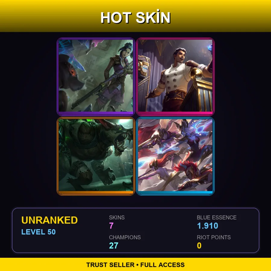 EUW | Lv50 | Unranked | 7 Skin | 27 Champ