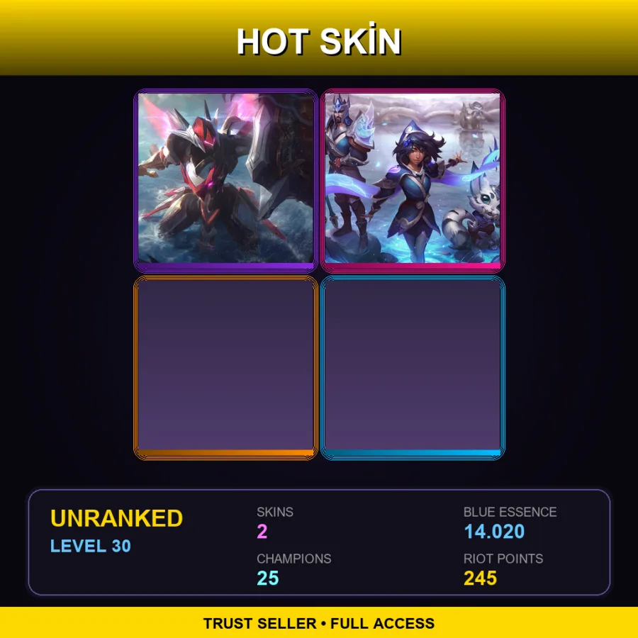 NA | Lv30 | Unranked | 2 Skin | 25 Champ — LoL account