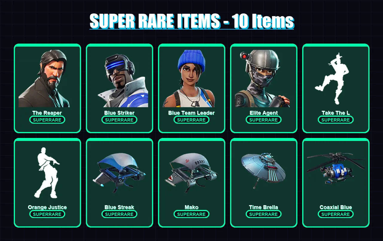 [PC/XBOX/PSN] | The Reaper | Blue Striker | Blue Team Leader | Elite Agent | Drift | 35 skin | 34 pickaxe | 35 emote | 45 glider | Lv604